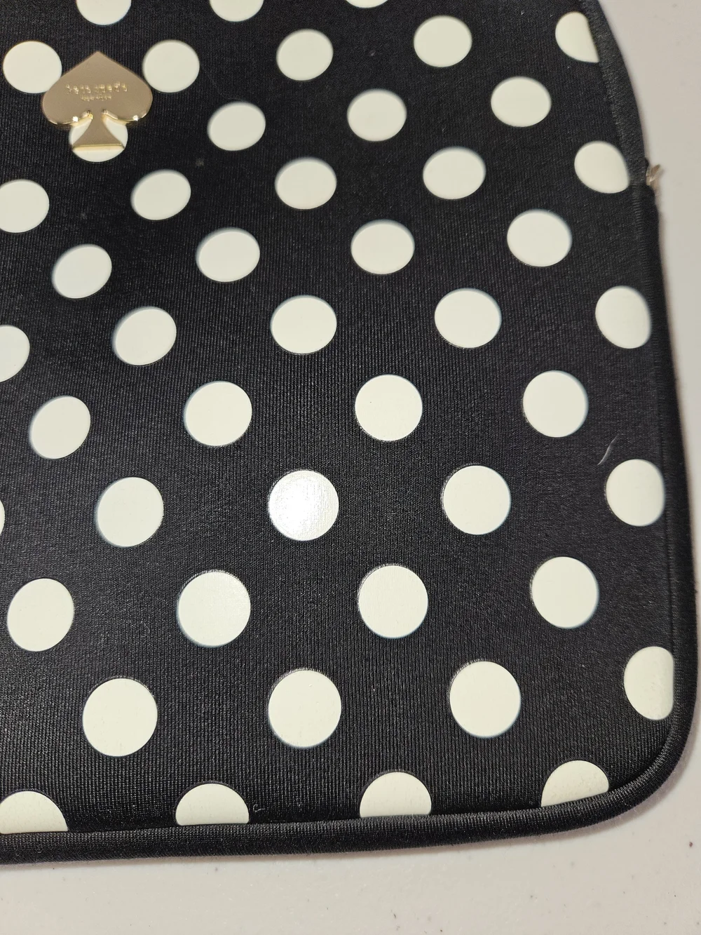 kate spade Black and White Polka Dot Ipad Mini Sleeve with Gold Spade Logo